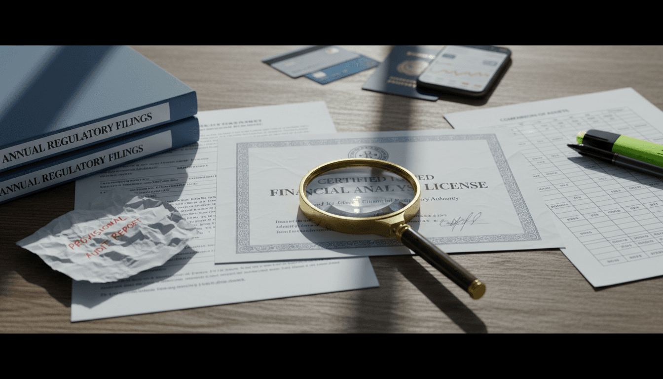 Comparing authentic licenses with forged broker credentials