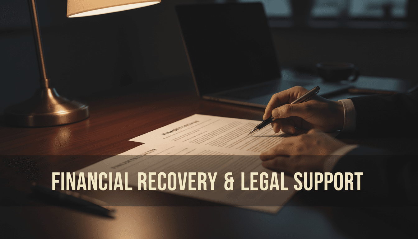 Person reviewing legal documents with focused attention at a professional workspace