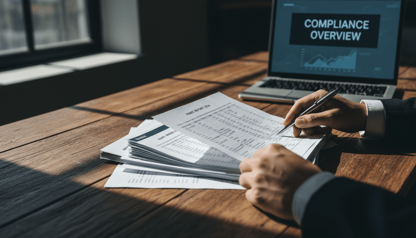 Close-up of investor reviewing regulatory documents and platform verification details