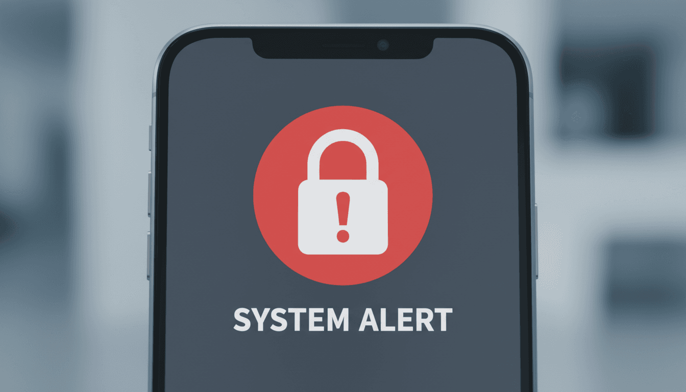 Smartphone screen showing security warning or alert icon