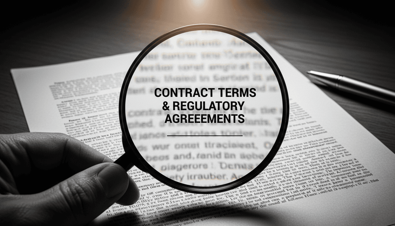 Magnifying glass inspecting fine print on financial document